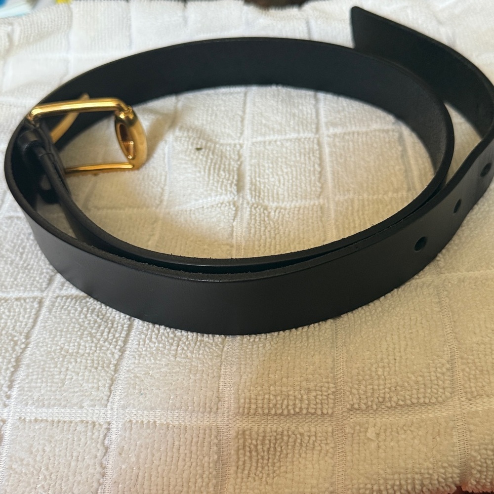 GUCCI Calfskin Leather Belt Black 495502 Size 83.24.